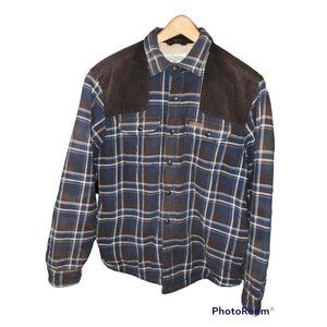 Vintage Field & Stream Flannel Corduroy Plaid Jacket Fleece Lined Size M